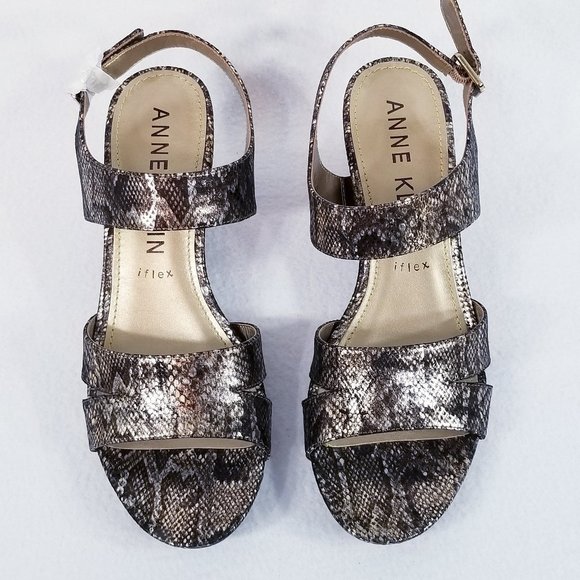 Anne Klein Sarry Wedge Snake Print Sandal - New - Picture 2 of 10